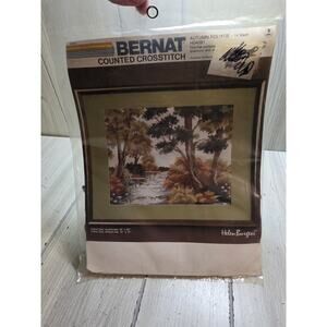 Vintage Autumn Foliage Counted Cross Stitch Kit Bernat H04091 F4 Needlepoint Art